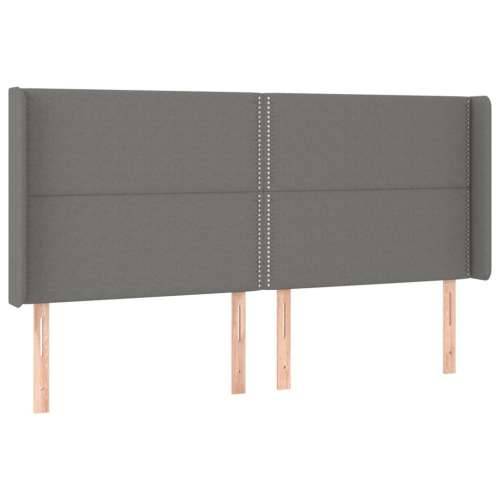 Uzglavlje s ušima tamnosivo 203x16x118/128 cm od tkanine - Tamno siva 203 x 16 x 118/128 cm 1 Cijena