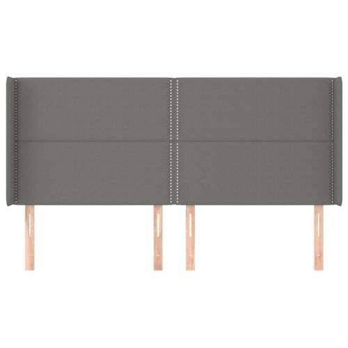 Uzglavlje s ušima tamnosivo 203x16x118/128 cm od tkanine - Tamno siva 203 x 16 x 118/128 cm 1 Cijena