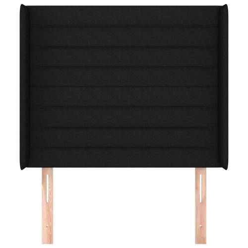 Uzglavlje s ušima crno 103x16x118/128 cm od tkanine - Crna 103 x 16 x 118/128 cm 1 Cijena