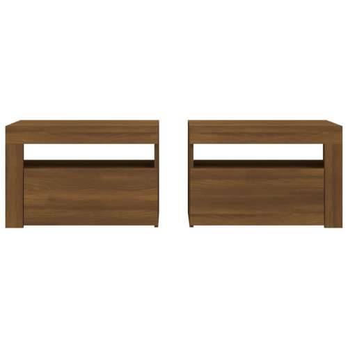 Noćni ormarići 2 kom s LED svjetlima boja hrasta 60x35x40 cm - Smeđi hrast 2 Cijena