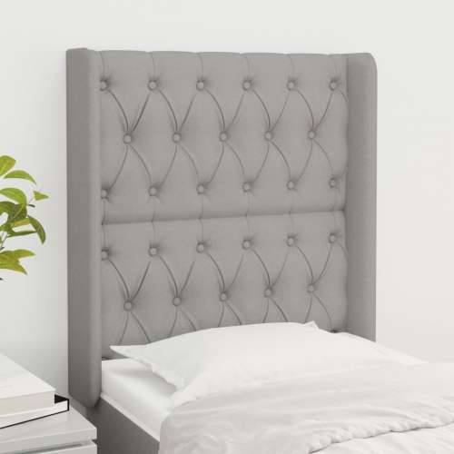 Uzglavlje s ušima svjetlosivo 83x16x118/128 cm od tkanine - Svjetlosiva 83 x 16 x 118/128 cm 1 Cijena