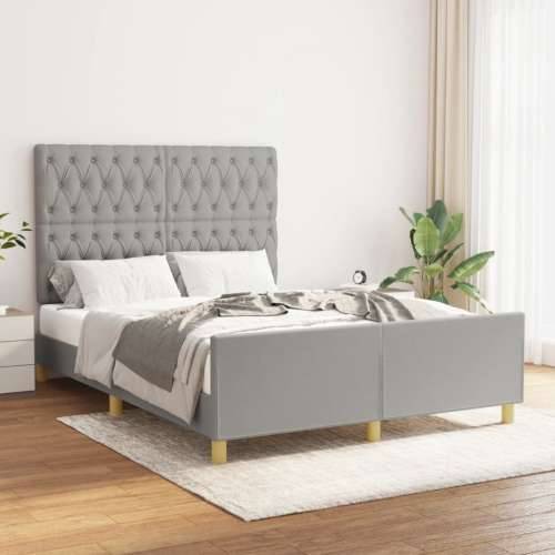 Okvir za krevet bez madraca svjetlosivi 140 x 190 cm od tkanine - Svjetlosiva 140 x 190 cm Dizajn s gumbima Cijena