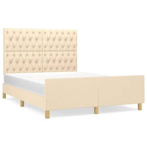 Okvir za krevet bez madraca krem 140 x 190 cm od tkanine - Krema 140 x 190 cm Dizajn s gumbima Cijena