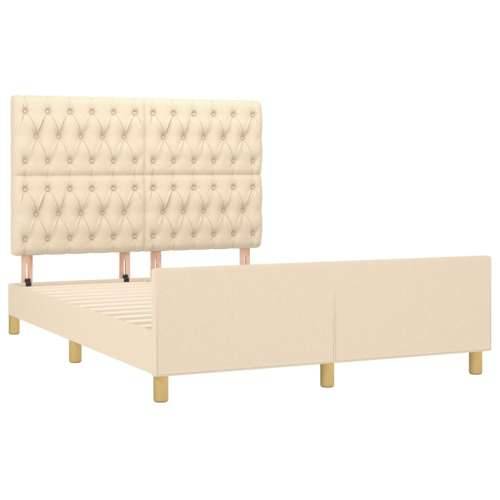 Okvir za krevet bez madraca krem 140 x 190 cm od tkanine - Krema 140 x 190 cm Dizajn s gumbima Cijena