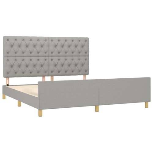 Okvir za krevet bez madraca svjetlosivi 160 x 200 cm od tkanine - Svjetlosiva 160 x 200 cm Dizajn s gumbima Cijena