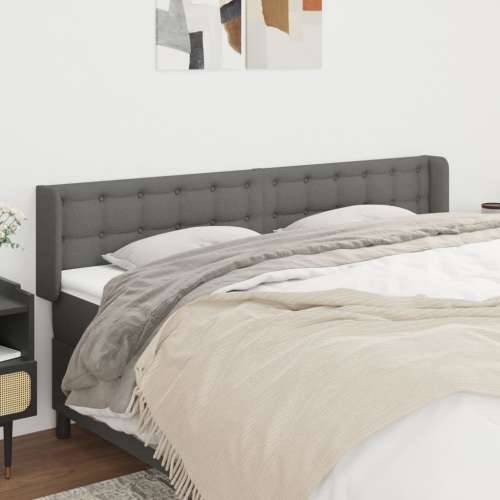 Uzglavlje s ušima tamnosivo 203x16x78/88 cm od tkanine - Tamno siva 203 x 16 x 78/88 cm 1 Cijena