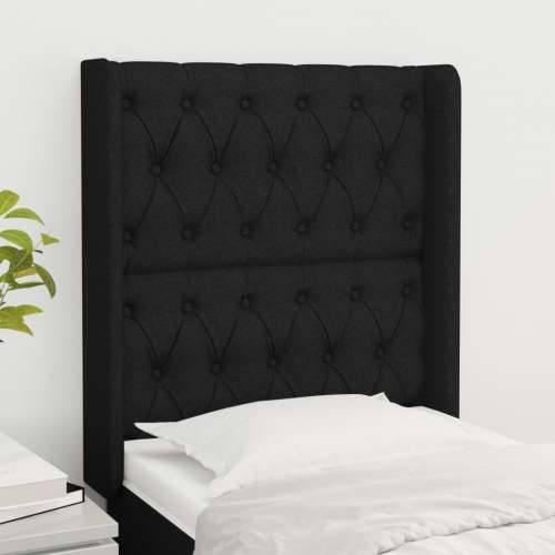 Uzglavlje s ušima crno 83x16x118/128 cm od tkanine - Crna 83 x 16 x 118/128 cm 1 Cijena