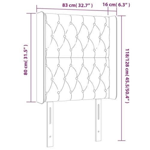 Uzglavlje s ušima crno 83x16x118/128 cm od tkanine - Crna 83 x 16 x 118/128 cm 1 Cijena