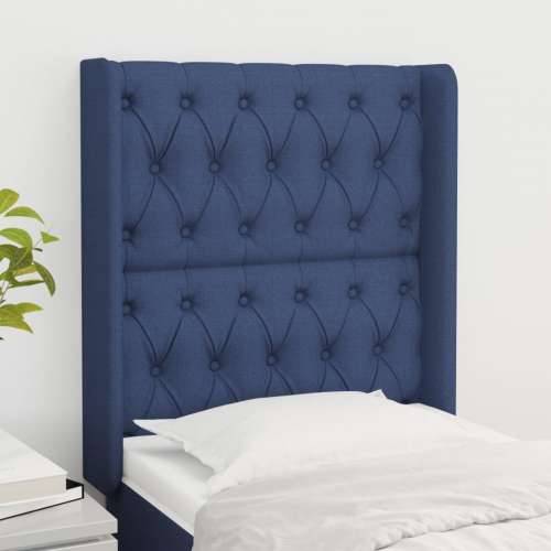 Uzglavlje s ušima plavo 83x16x118/128 cm od tkanine - Plava 83 x 16 x 118/128 cm 1 Cijena