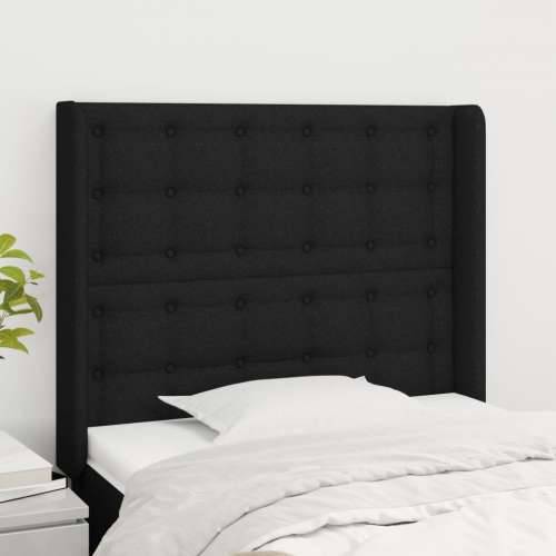 Uzglavlje s ušima crno 103x16x118/128 cm od tkanine - Crna 103 x 16 x 118/128 cm 1 Cijena