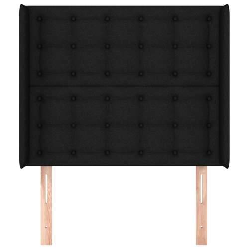 Uzglavlje s ušima crno 103x16x118/128 cm od tkanine - Crna 103 x 16 x 118/128 cm 1 Cijena