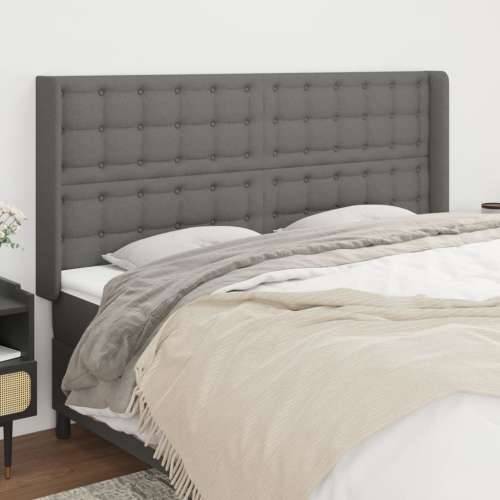 Uzglavlje s ušima tamnosivo 203x16x118/128 cm od tkanine - Tamno siva 203 x 16 x 118/128 cm 1 Cijena