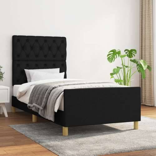 Okvir za krevet bez madraca crni 80x200cm od tkanine - Crna 80 x 200 cm Dizajn s gumbima Cijena