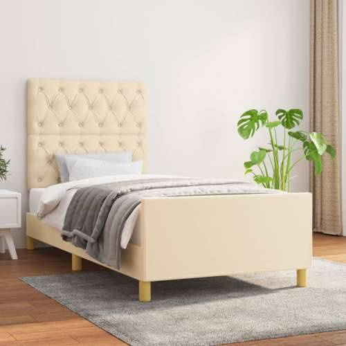 Okvir kreveta bez madraca Krem 80x200cm Tkanina - Krema 80 x 200 cm Dizajn s gumbima Cijena