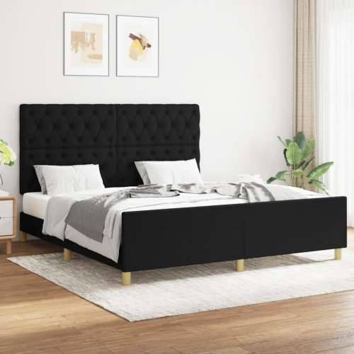 Okvir za krevet bez madraca crni 160x200 cm od tkanine - Crna 160 x 200 cm Dizajn s gumbima Cijena