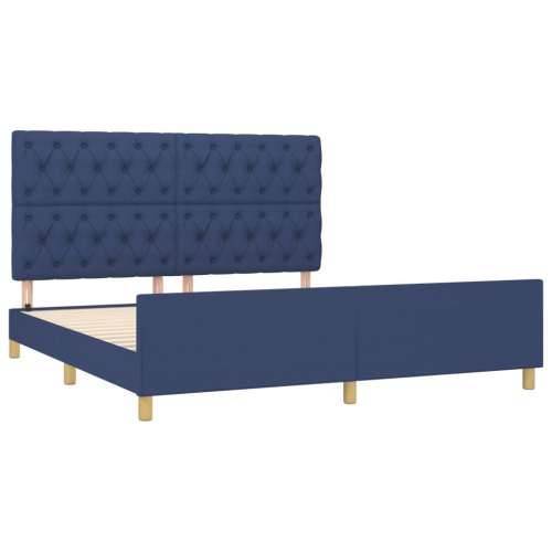 Okvir za krevet bez madraca plavi 160x200 cm od tkanine - Plava 160 x 200 cm Dizajn s gumbima Cijena