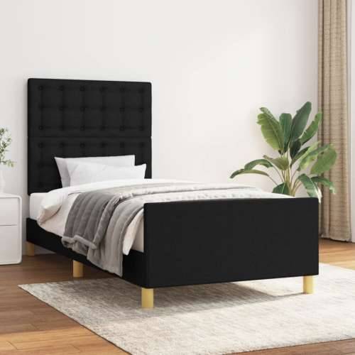 Okvir za krevet s uzglavljem crni 80x200 cm od tkanine - Crna 80 x 200 cm gumbi Cijena