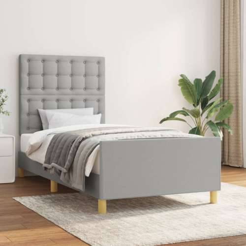 Okvir za krevet s uzglavljem svjetlosivi 90x190 cm od tkanine - Svjetlosiva 90 x 190 cm gumbi Cijena