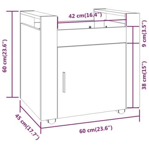 Kolica za radni stol boja betona 60x45x60 cm konstruirano drvo - Beton siva Cijena