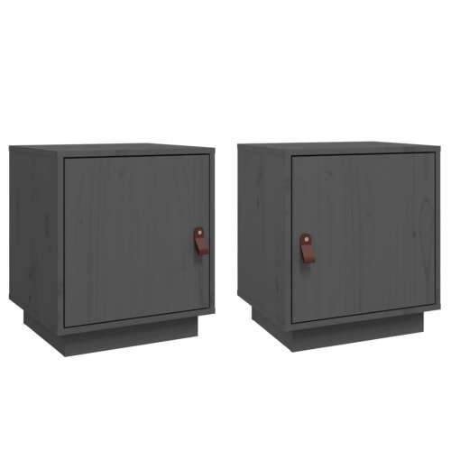 Noćni ormarići 2 kom sivi 40 x 34 x 45 cm od masivne borovine - Siva 2 Cijena