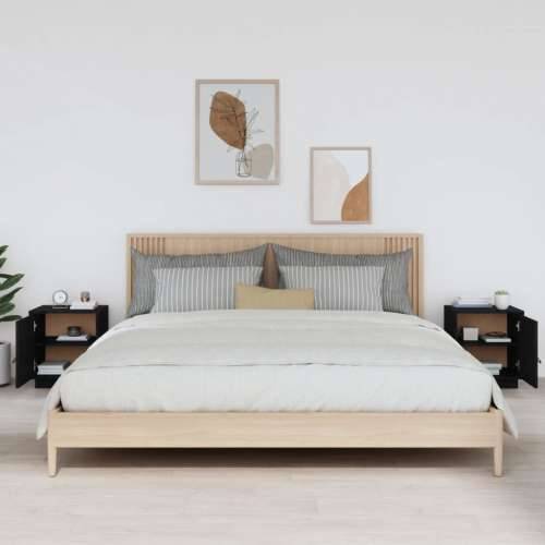 Noćni ormarići 2 kom crna 40 x 34 x 45 cm od masivne borovine - Crna 2 Cijena