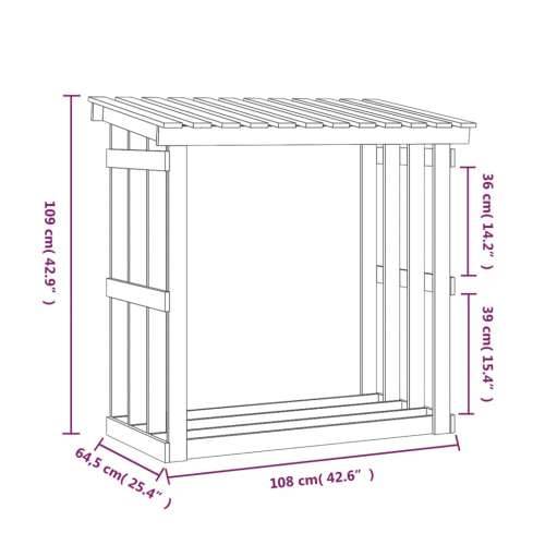 Stalak za drva za ogrjev 108x64,5x109 cm od masivne borovine Cijena