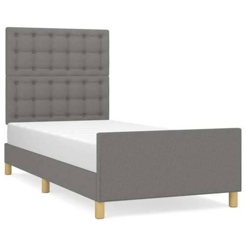 Okvir za krevet s uzglavljem tamnosivi 80x200 cm od tkanine - Tamno siva 80 x 200 cm gumbi Cijena