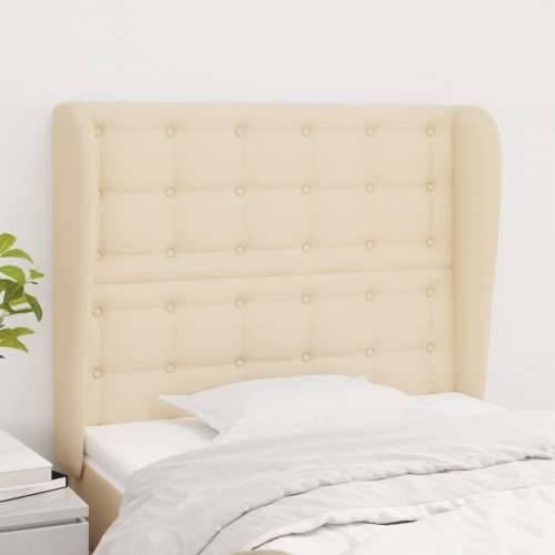 Uzglavlje s ušima krem 83 x 23 x 118/128 cm od tkanine - Krema 83 x 23 x 118/128 cm 1 Cijena