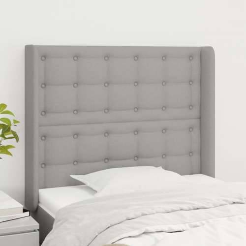 Uzglavlje s ušima svjetlosivo 83x16x118/128 cm od tkanine - Svjetlosiva 83 x 16 x 118/128 cm 1 Cijena