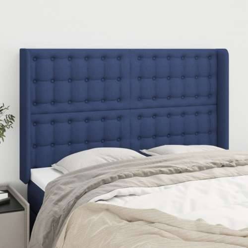 Uzglavlje s ušima plavo 147x16x118/128 cm od tkanine - Plava 147 x 16 x 118/128 cm 1 Cijena