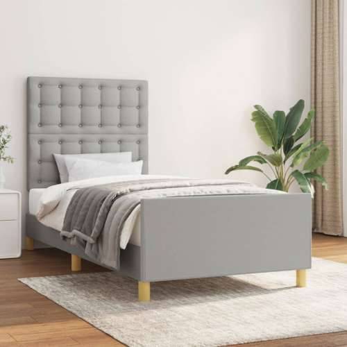 Okvir za krevet s uzglavljem svjetlosivi 80 x 200 cm od tkanine - Svjetlosiva 80 x 200 cm gumbi Cijena