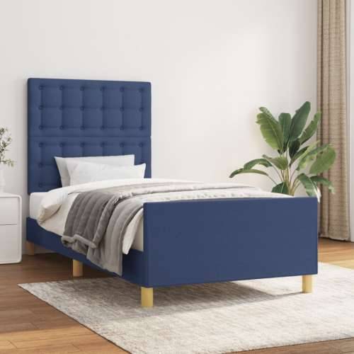 Okvir za krevet bez madraca plava 90x200cm od tkanine - Plava 90 x 200 cm gumbi Cijena