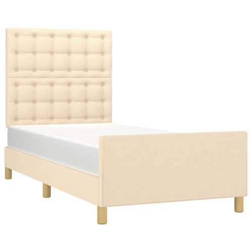 Okvir za krevet bez madraca krem 100 x 200 cm od tkanine - Krema 100 x 200 cm gumbi Cijena