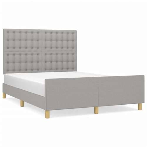 Okvir za krevet bez madraca svjetlosivi 140 x 190 cm od tkanine - Svjetlosiva 140 x 190 cm gumbi Cijena