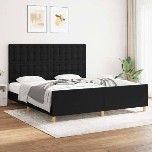 Okvir za krevet s uzglavljem crni 180 x 200 cm od tkanine - Crna 180 x 200 cm gumbi Cijena