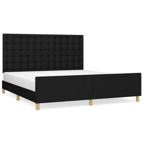 Okvir za krevet s uzglavljem crni 180 x 200 cm od tkanine - Crna 180 x 200 cm gumbi Cijena