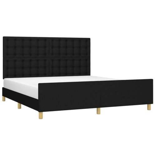 Okvir za krevet s uzglavljem crni 180 x 200 cm od tkanine - Crna 180 x 200 cm gumbi Cijena