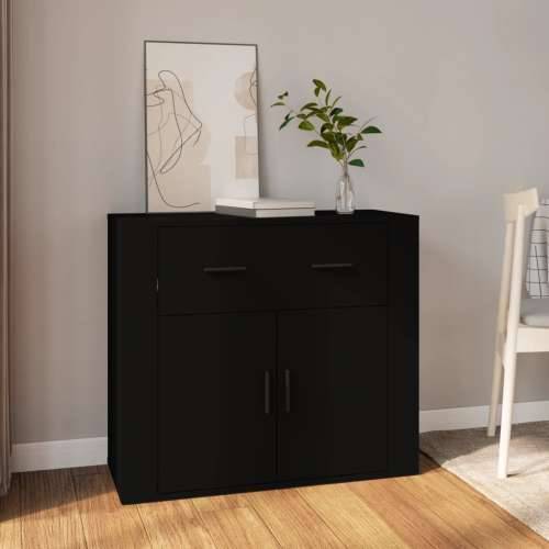 Komoda crna 80 x 33 x 70 cm od konstruiranog drva - Crna 1 Cijena