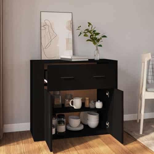 Komoda crna 80 x 33 x 70 cm od konstruiranog drva - Crna 1 Cijena