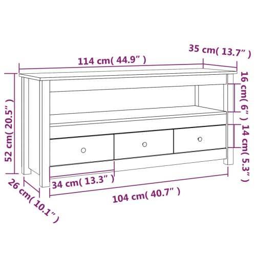 TV ormarić 114 x 35 x 52 cm od masivne borovine - Prirodna 1 Cijena