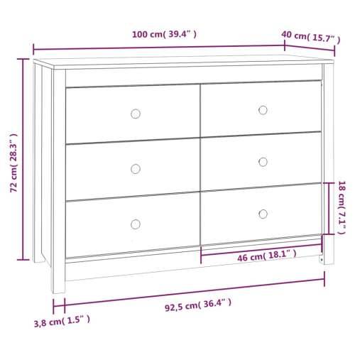 Bočni ormarić 100 x 40 x 72 cm od masivne borovine - Prirodna 100 x 40 x 72 cm 1 Cijena