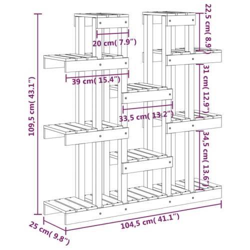 Stalak za biljke 104,5 x 25 x 109,5 cm od masivne borovine - Prirodna 104.5 x 25 x 109.5 cm 1 Cijena