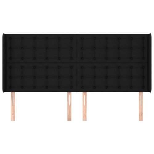 Uzglavlje s ušima crno 183x16x118/128 cm od tkanine - Crna 183 x 16 x 118/128 cm 1 Cijena