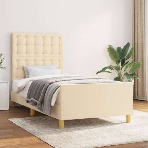 Okvir za krevet s uzglavljem krem 90x190 cm od tkanine - Krema 90 x 190 cm gumbi Cijena
