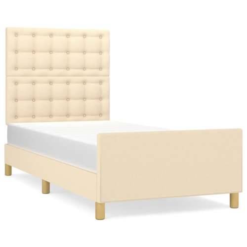 Okvir za krevet s uzglavljem krem 90x190 cm od tkanine - Krema 90 x 190 cm gumbi Cijena