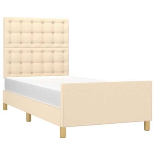Okvir za krevet s uzglavljem krem 90x190 cm od tkanine - Krema 90 x 190 cm gumbi Cijena