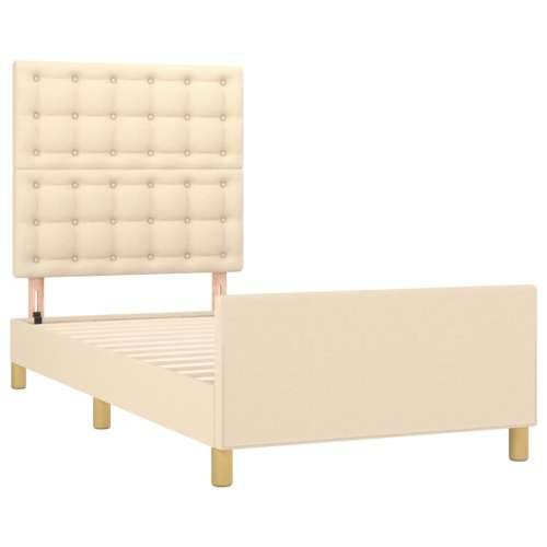 Okvir za krevet s uzglavljem krem 90x190 cm od tkanine - Krema 90 x 190 cm gumbi Cijena