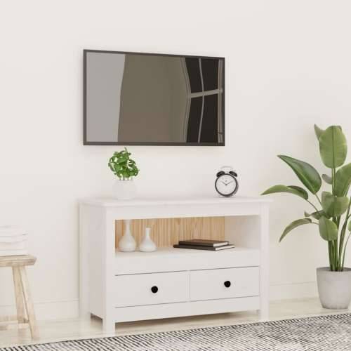 TV ormarić bijeli 79 x 35 x 52 cm od masivne borovine - Bijela 1 Cijena