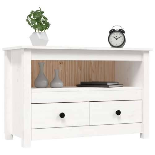 TV ormarić bijeli 79 x 35 x 52 cm od masivne borovine - Bijela 1 Cijena