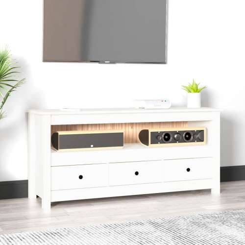 TV ormarić bijeli 114 x 35 x 52 cm od masivne borovine - Bijela 1 Cijena